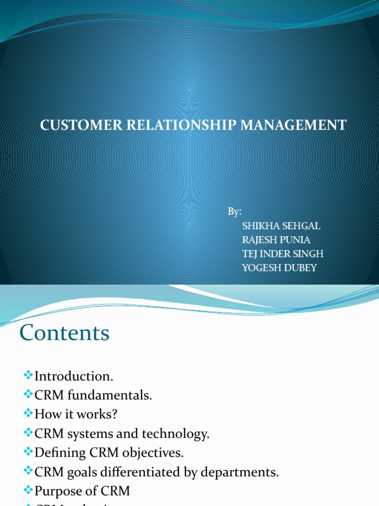 Customer Relationship Management - Tej | PDF | Customer Relationship ...