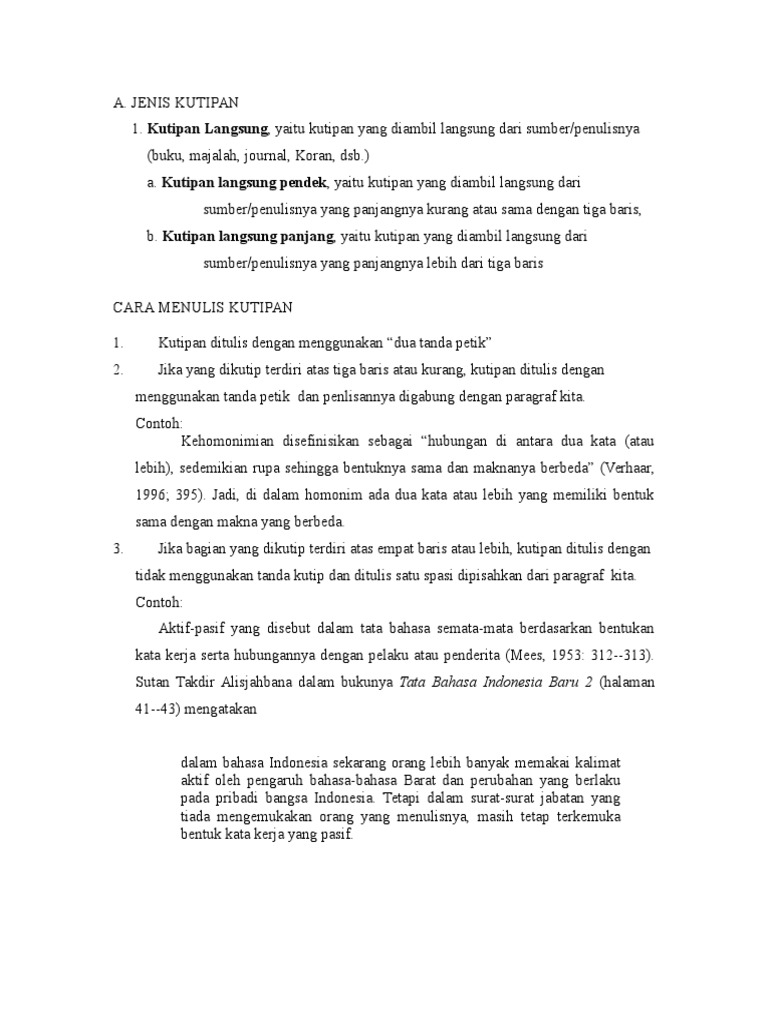Cara Menulis Kutipan