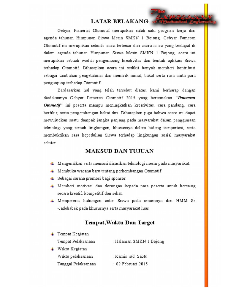 Proposal Pameran Motor Sport