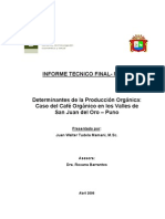 Determinantes de La Produccion Órganica Caso Del Café Orgánico en Los Valles de San Juan Del Oro-Puno