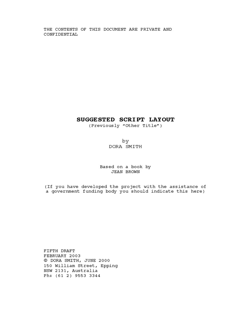 Suggested Script Layout: by Dora Smith | PDF | Screenplay | Letter Case