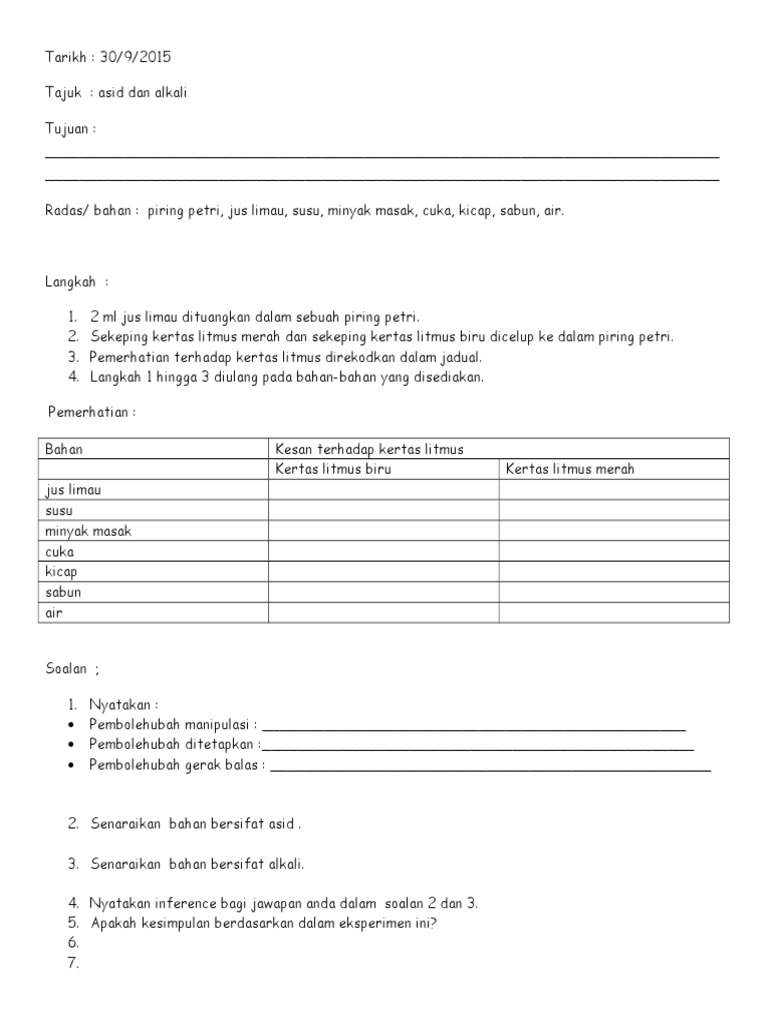 Eksperimen Asid Dan Alkali Pdf