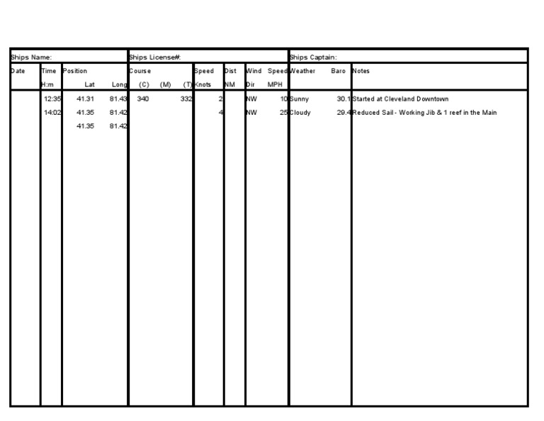 Navigation 4 Ships Log | PDF