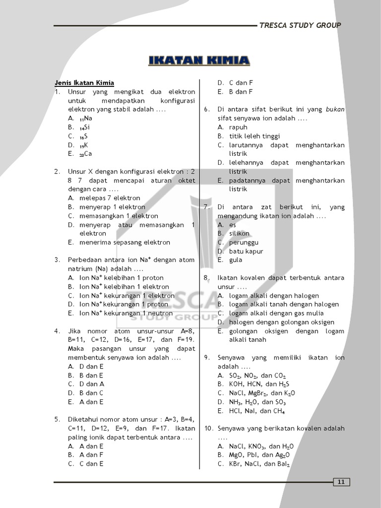 Contoh Soal Kimia Ikatan Ion Guru Paud