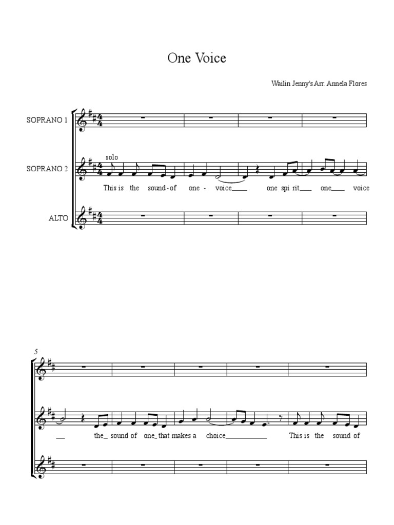 One Voice Singing Vocal Music
