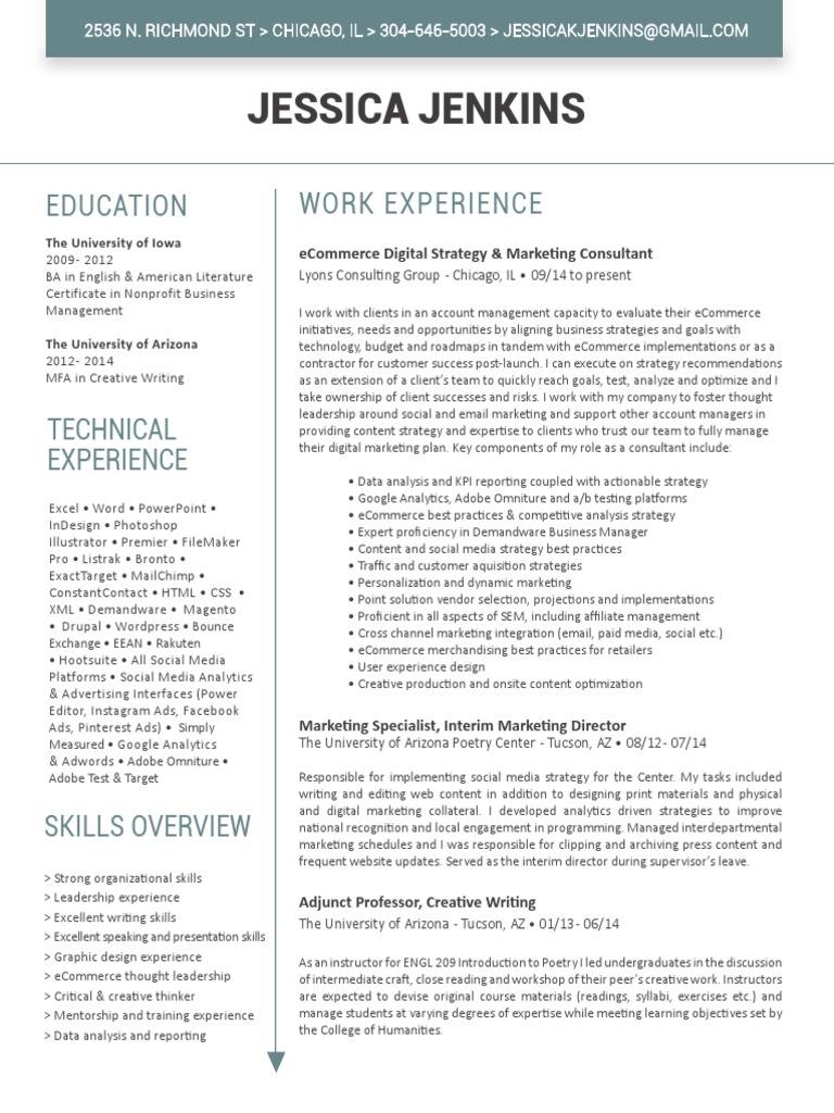 Jess Jenkins Resume Fall 2015 Analytics Strategic Management