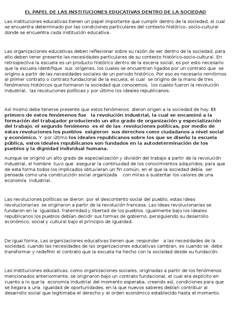 Redefiniendo el Papel de la Escuela | PDF | Igualdad social | Plan de ...