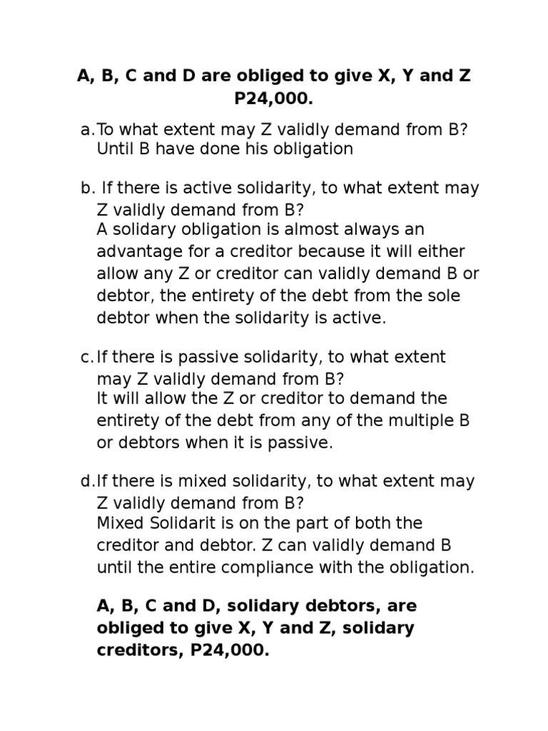 Solidarity in Debt Obligations Explained | PDF | Politics