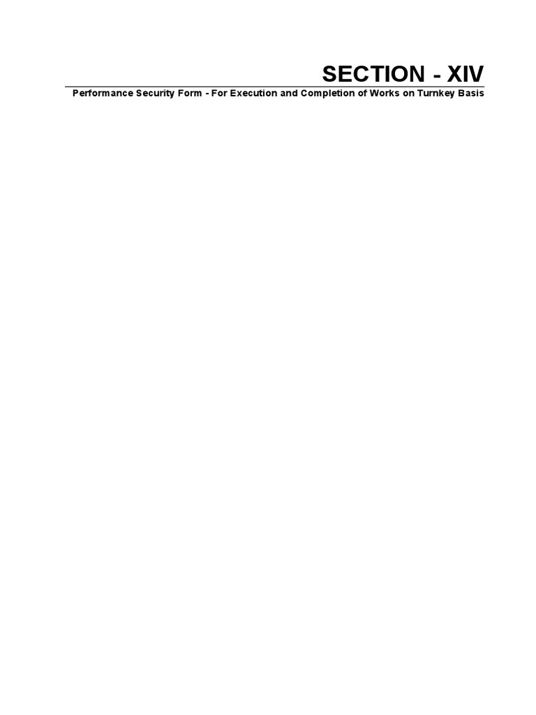 SectionXIV PerformanceSecurity Works | PDF | Guarantee | Taxes