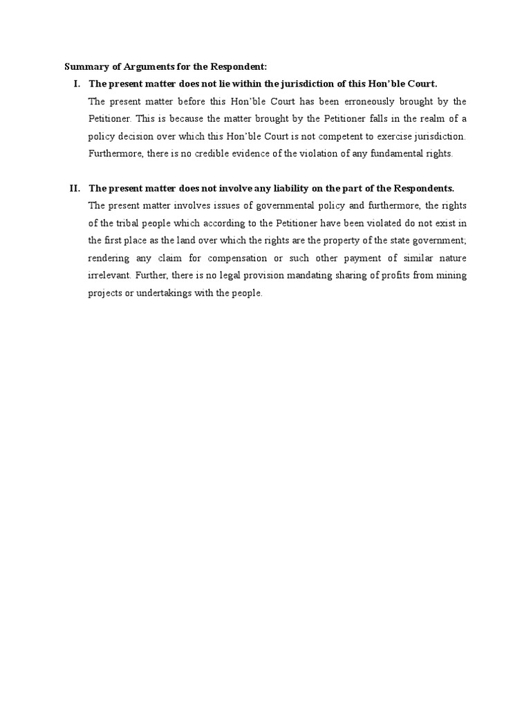 Respondent's Key Legal Arguments | PDF | International Labour ...