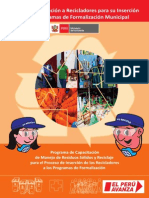 Guia de Capacitación a Recicladores Para Su Inserción en Los Programas de Formalización Municipal