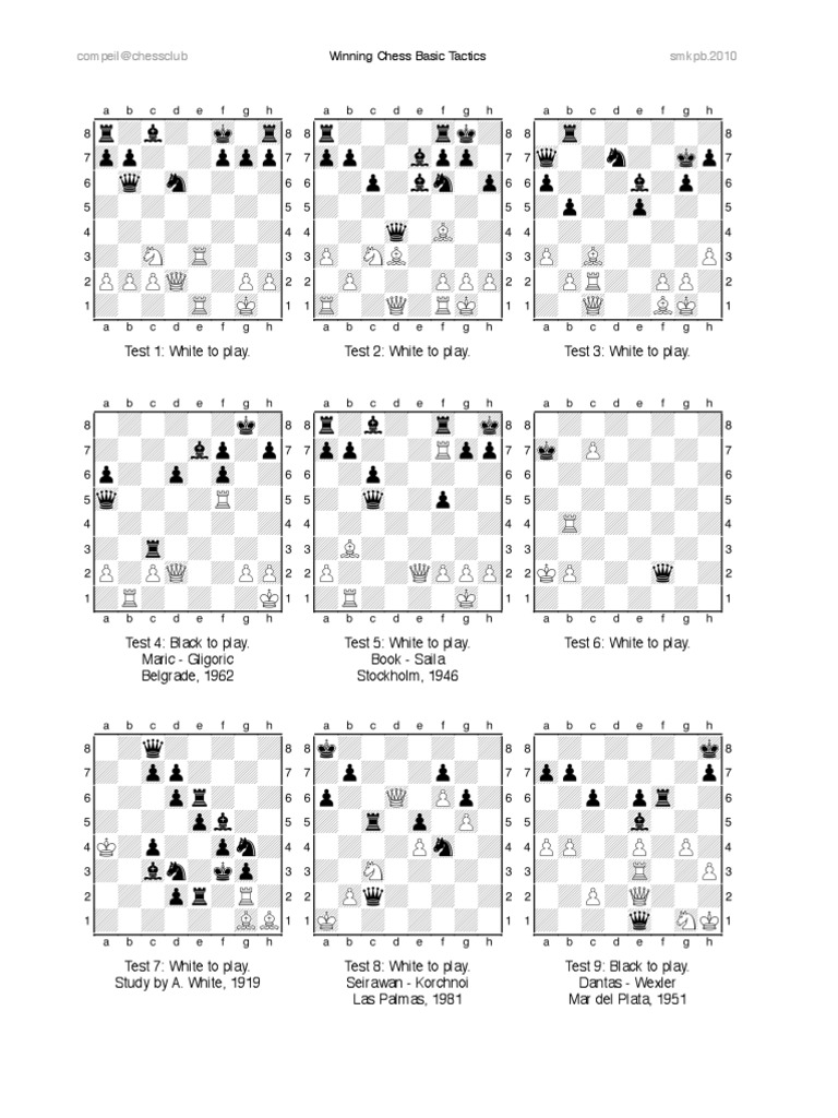 Winning Chess Tactics: Tests (Basic Tactics) | Chess Olympiad ...