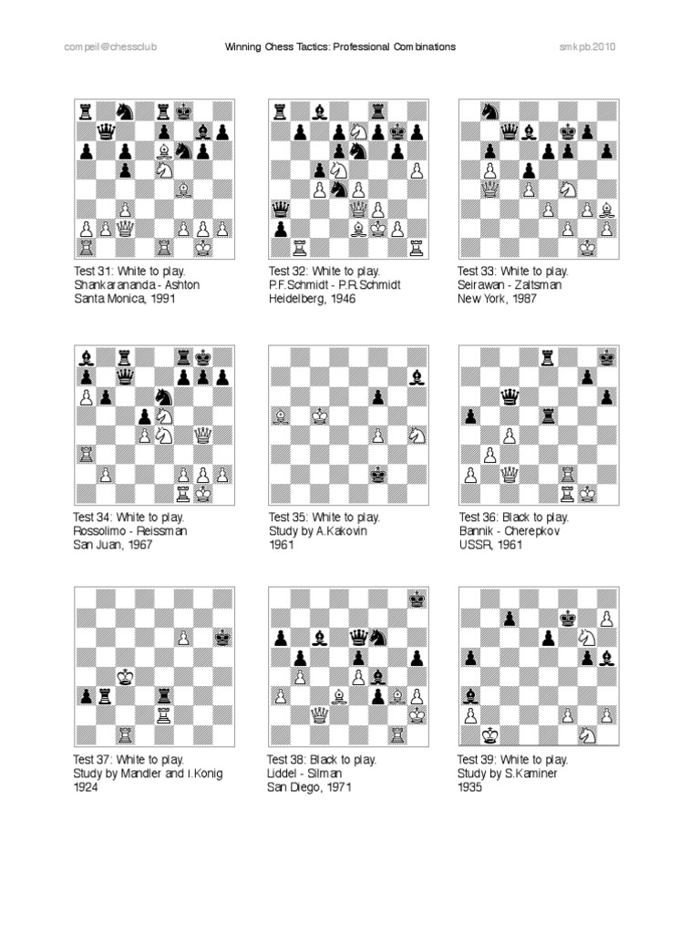 Winning Chess Tactics Tests (Professional Combinations) PDF Chess Abstract Strategy Games
