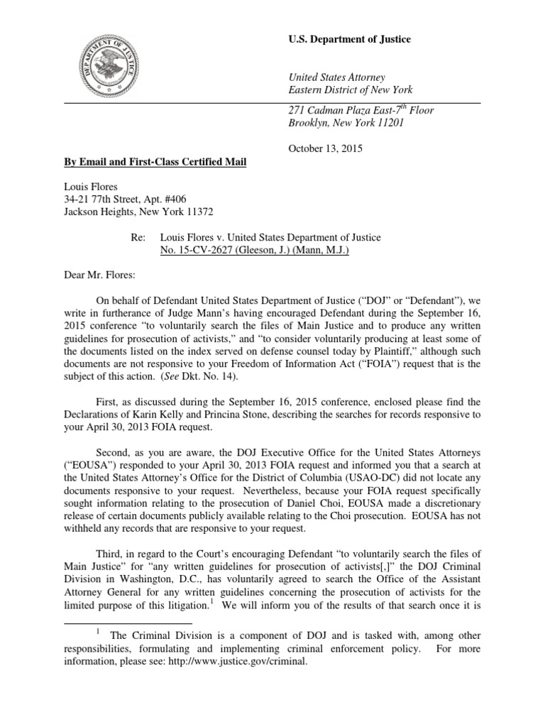 DOJ Response to FOIA Request on Activists | PDF | Freedom Of ...