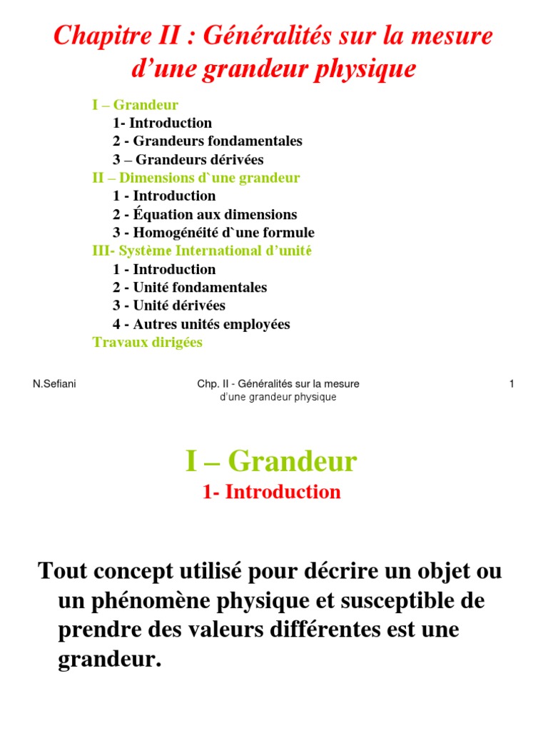 Mesure des Grandeurs Physiques | PDF | Système international d'unités ...
