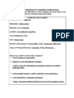 Wwwassignment: Webquest For Compiling Company Data