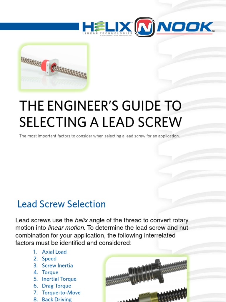 Lead Screw Selection Torque Rotation Around A Fixed Axis
