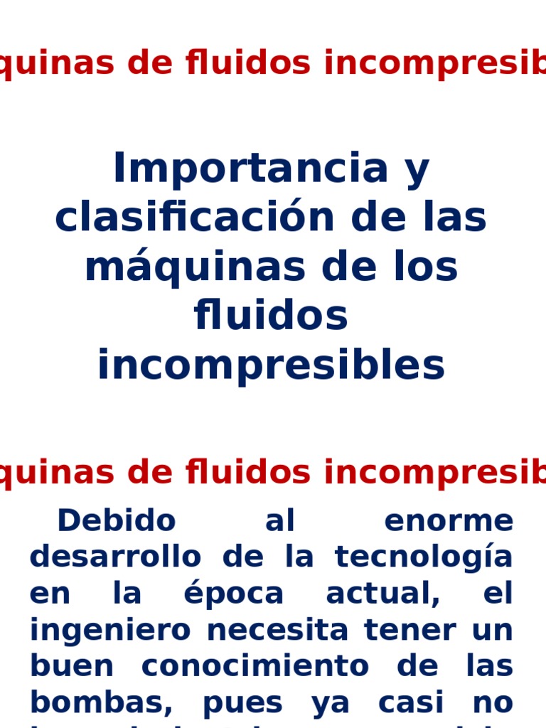 Clasificación de Las Máquinas de Fluidos Turbomaquinaria Bomba