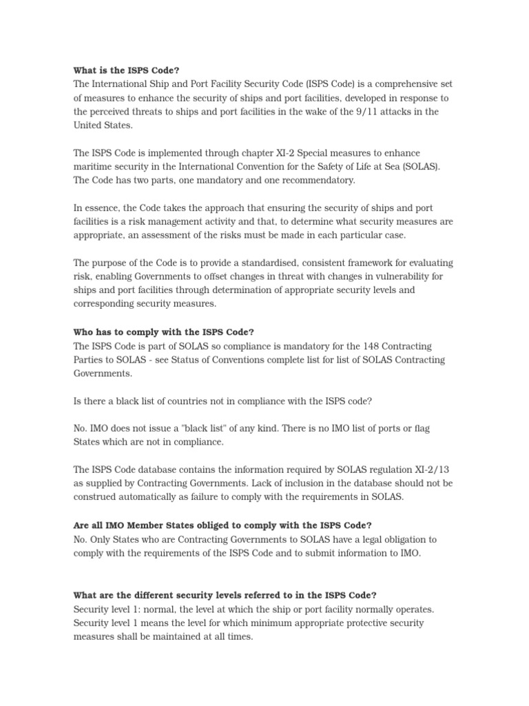 Codigo Isps | PDF | Logistics | Shipping