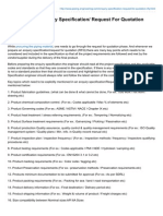 Key Points in Enquiry Specification Request For Quotation RFQ