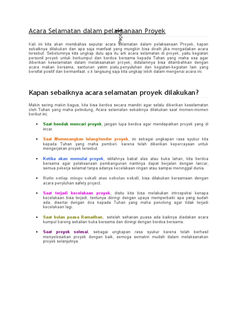 Acara Selamatan Dalam Pelaksanaan Proyekdocx