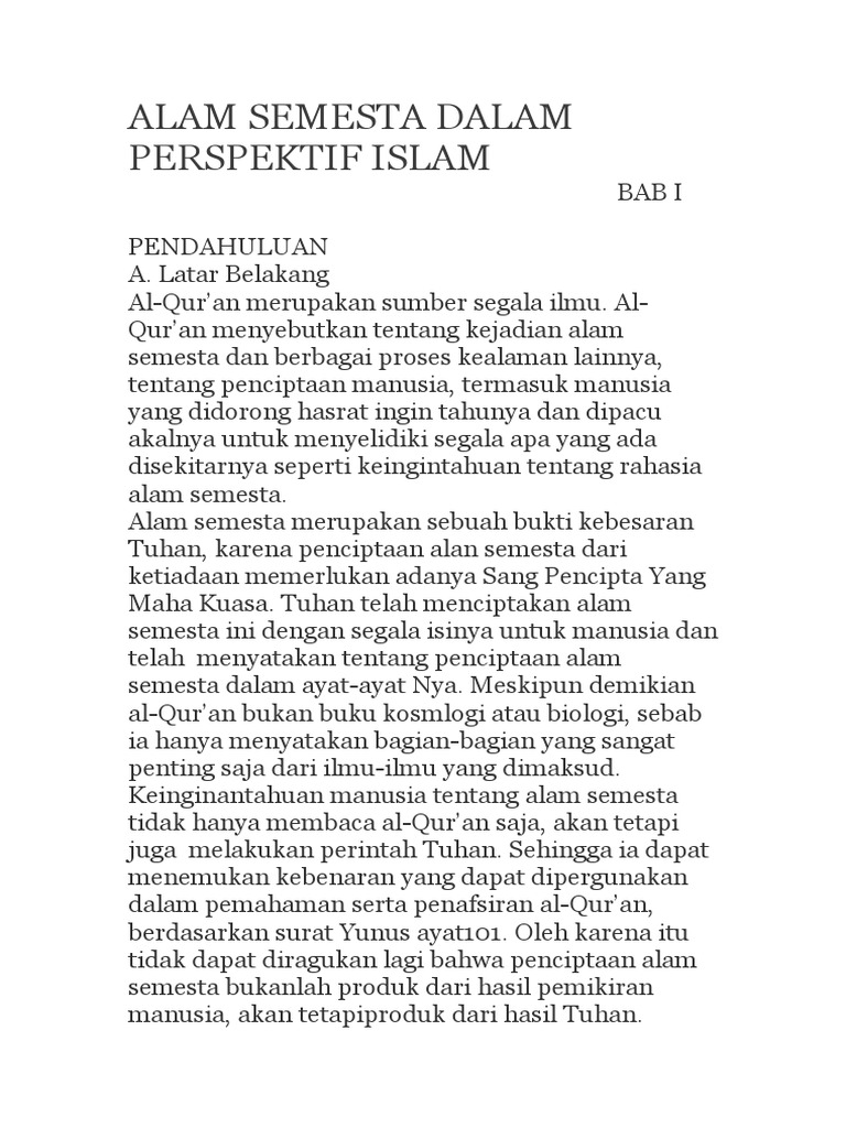 Alam Semesta Dalam Perspektif Islam | PDF