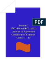 Session 2 PWD Form DB/T (2002) Articles of Agreement Articles of Agreement Conditions of Contract Clause 1 - 15