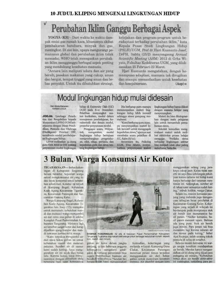 10 Judul Kliping Mengenai Lingkungan Hidup