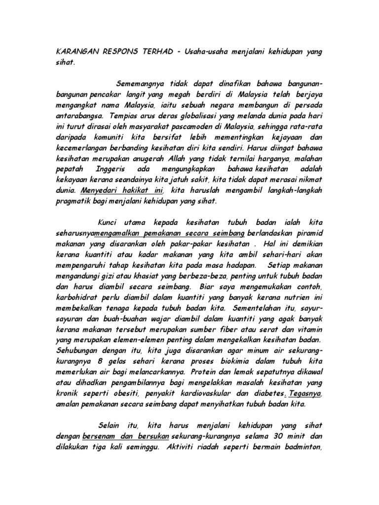 karangan respons terhad