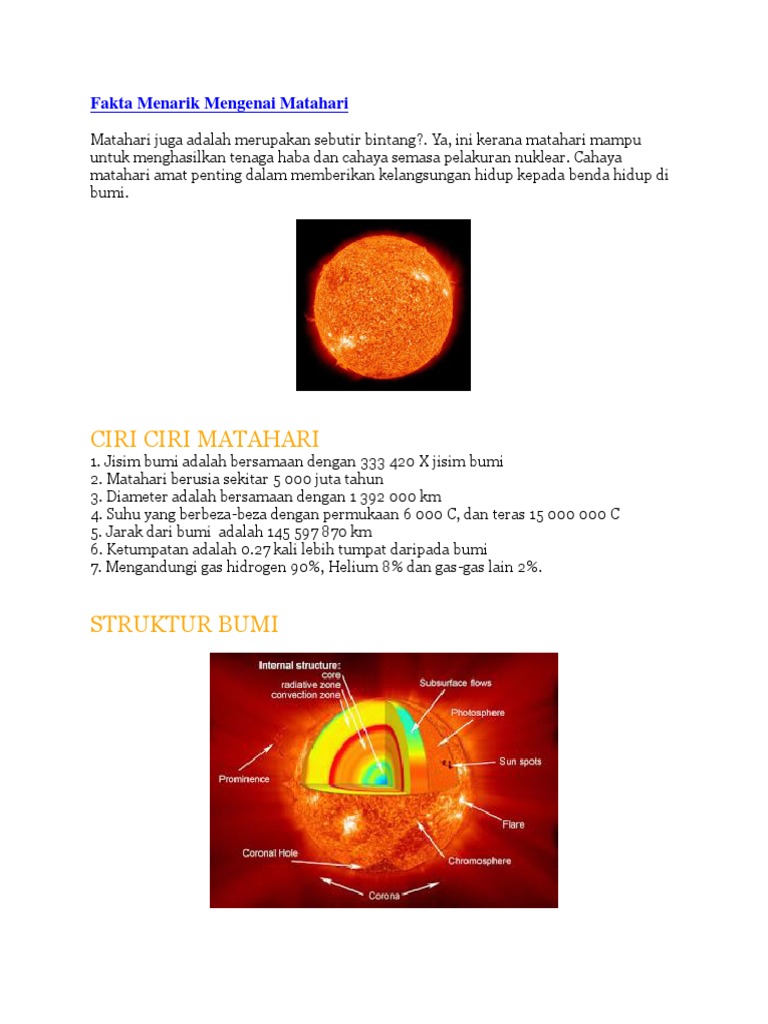 Fakta Menarik Mengenai Matahari Bab 9 Sains Tingkatan 3 Pdf