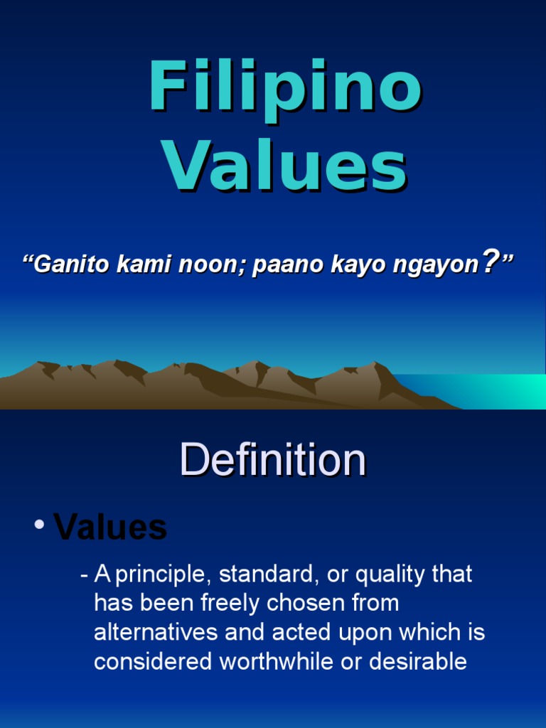 Filipino Values System Value Ethics Social Institutions