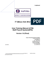 It Qbase SDN BHD: User Training Manual (Utm) Staff Payroll System (SPS)