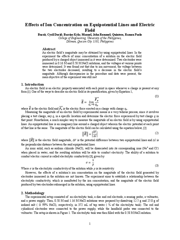 Ion Concentration Effects on Electric Field | PDF | Electrolyte | Ion