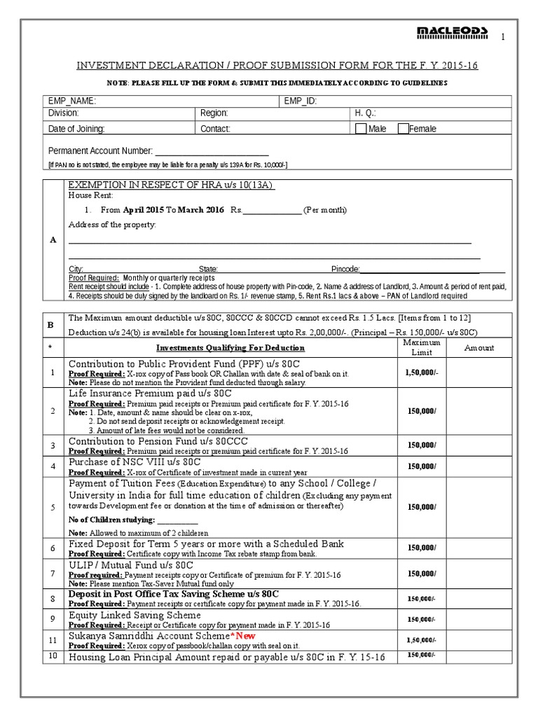 3 - Sat0720151654 - Declaration - Field - Staff 15-16 | PDF | Loans | Taxes