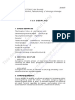 Fisa - Disciplinei - Sisteme de Comunicatii Prin Satelit PDF