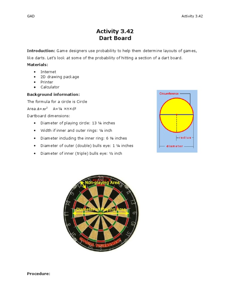 3 42 Dartboard PDF Area Teaching Mathematics