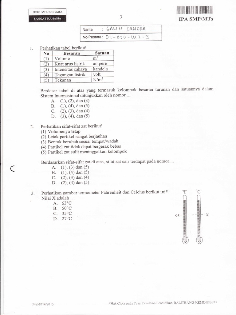 Soal Ujian Nasional IPA SMP Paket 5 PDF