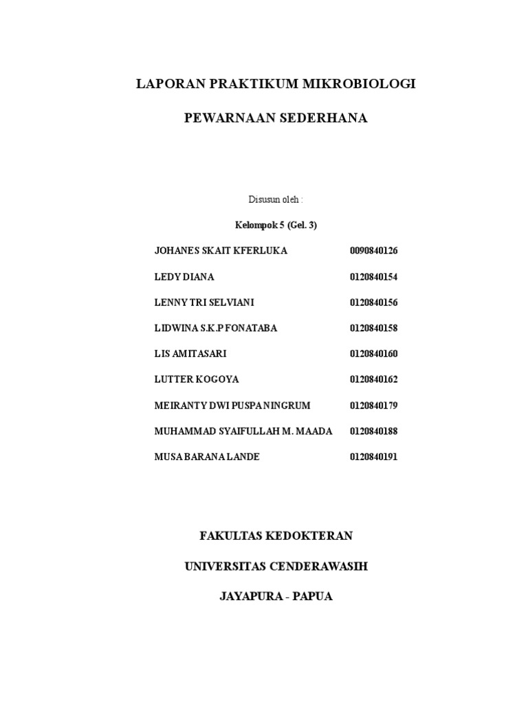 Laporan Praktikum Pewarnaan Sederhana | PDF