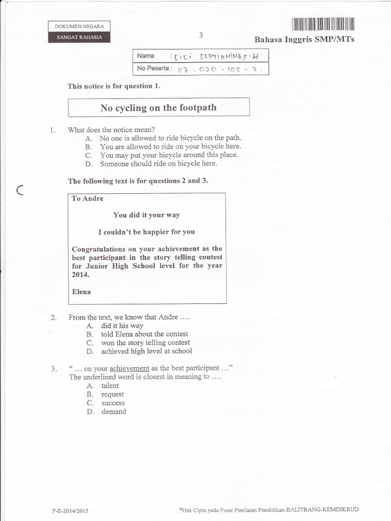Balitbang Kemdikbud Soal Dan Jawaban Bahasa Indonesia