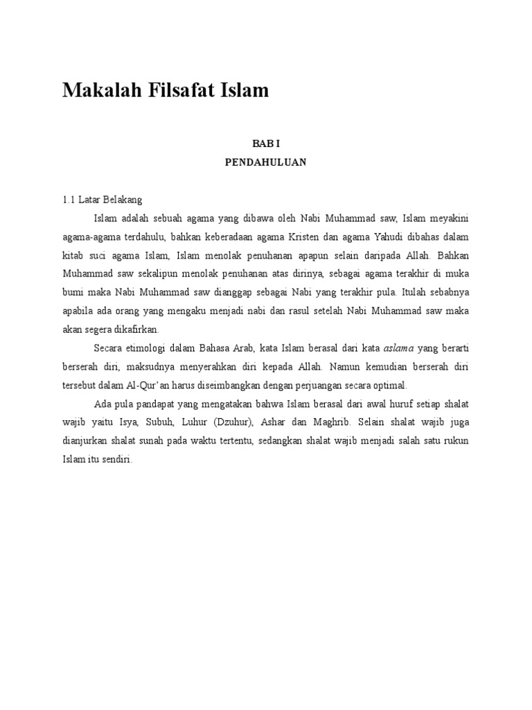 Makalah Filsafat Islam