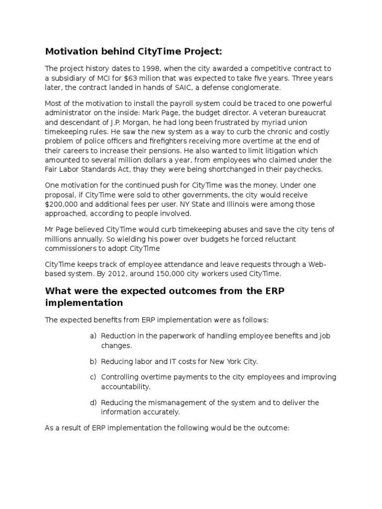 ERP Failure | PDF | Overtime | Payroll