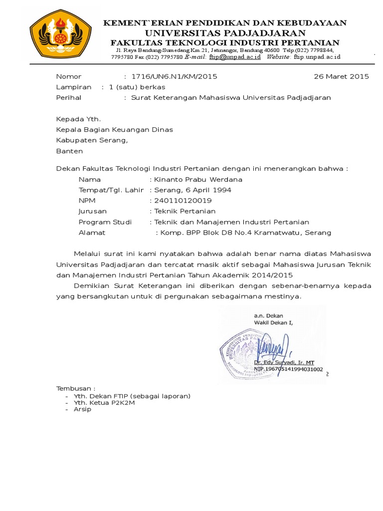 Surat Keterangan Mahasiswa Aktif