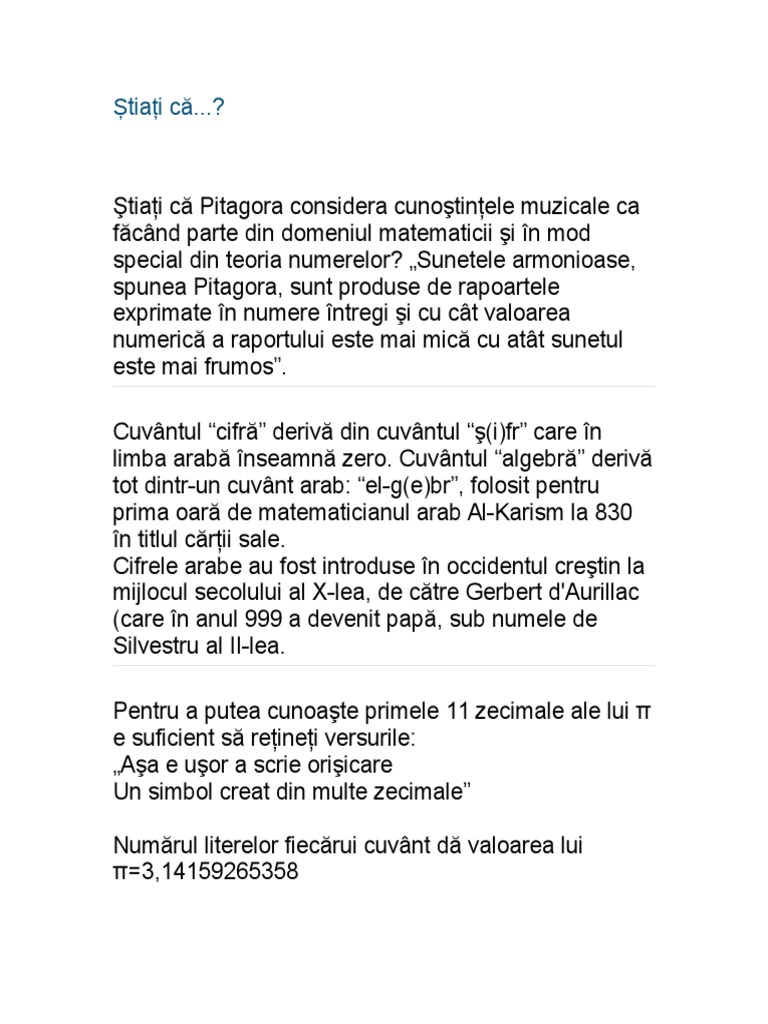Curiozitati Matematice | PDF