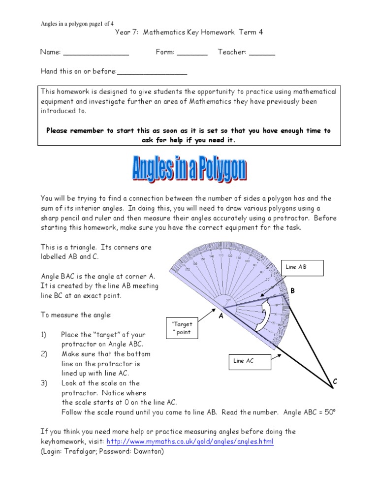 Lesson 4 Homework Practice Polygons And Angles