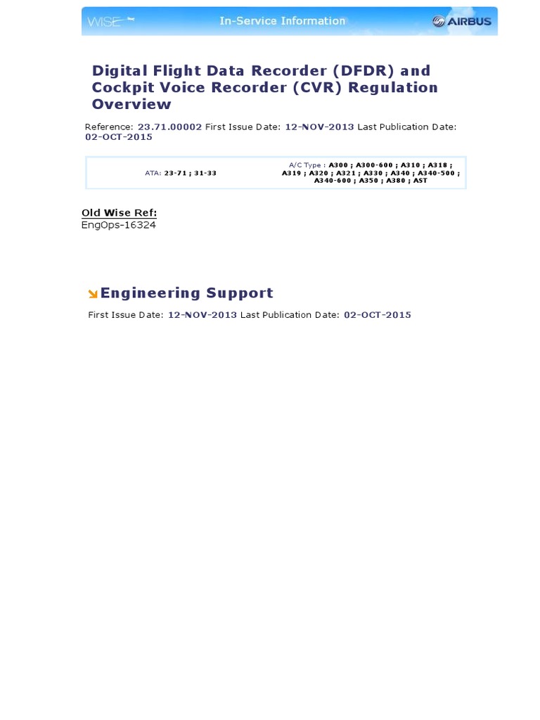 DFDR CVR Regulations PDF Flight Recorder Transport