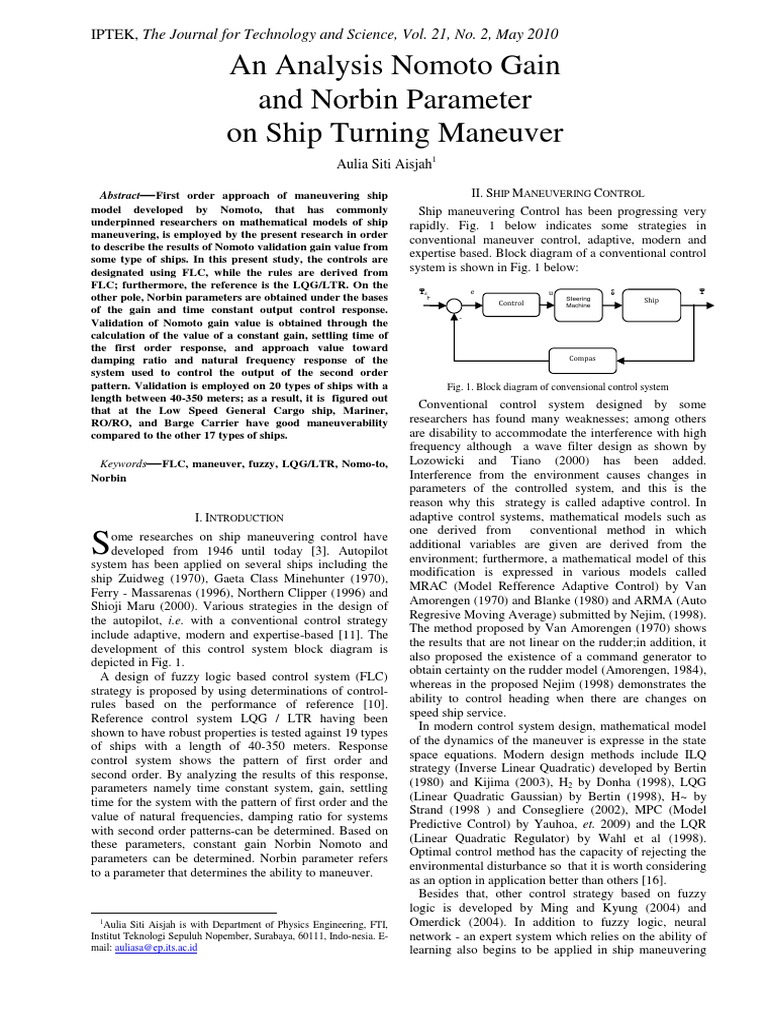 An Analysis Nomoto Gain | PDF | Flight Dynamics (Fixed Wing 