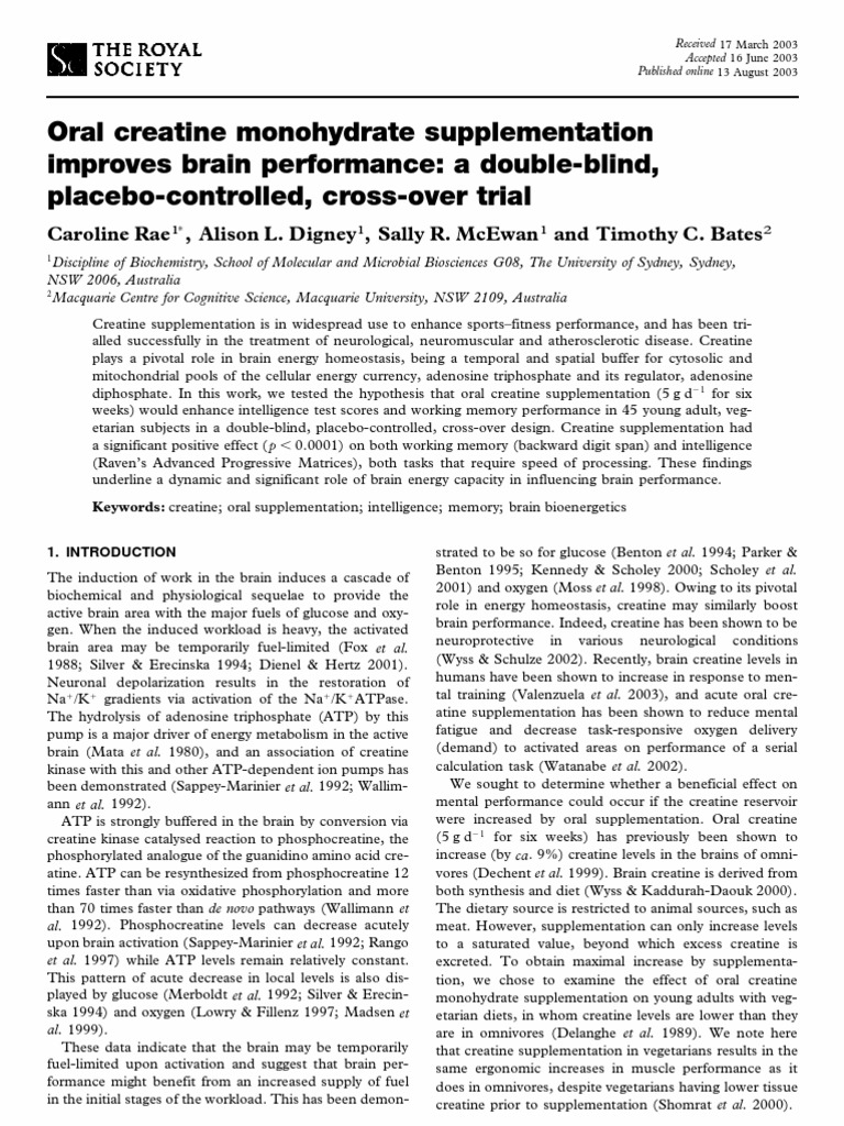 Creatine Boosts Brain Performance | PDF | Adenosine Triphosphate ...