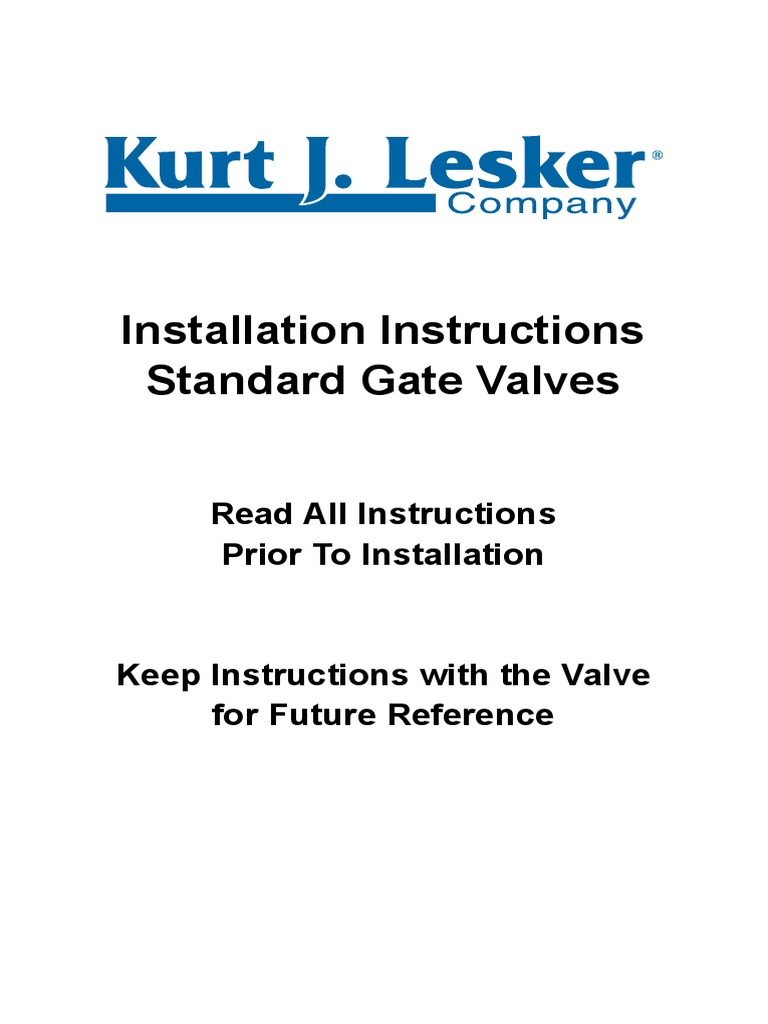 Standard Gate Valves Manual | PDF | Valve | Screw