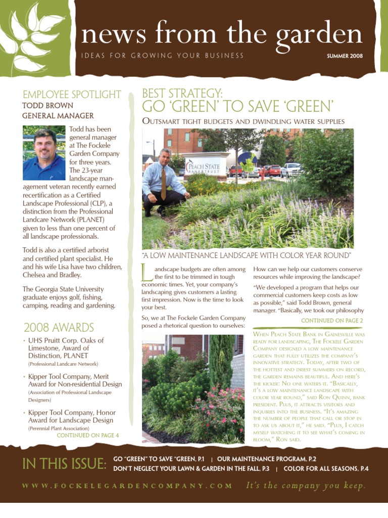 News From The Garden Go Green' To Save Green' PDF Lawn Gardens