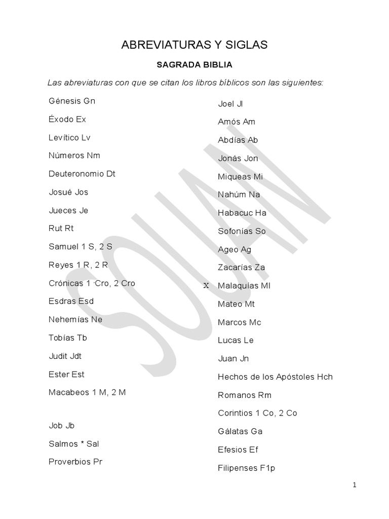 Abreviaturas y Siglas de La Bíblia | PDF | Biblia | Concilio Vaticano II
